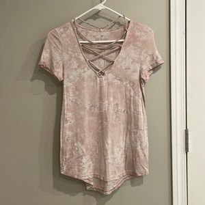 American Eagle small lace up front detail T-shirt